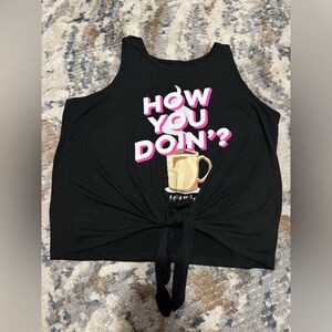 FRIENDS Black Muscle Tee with Pink and White Print